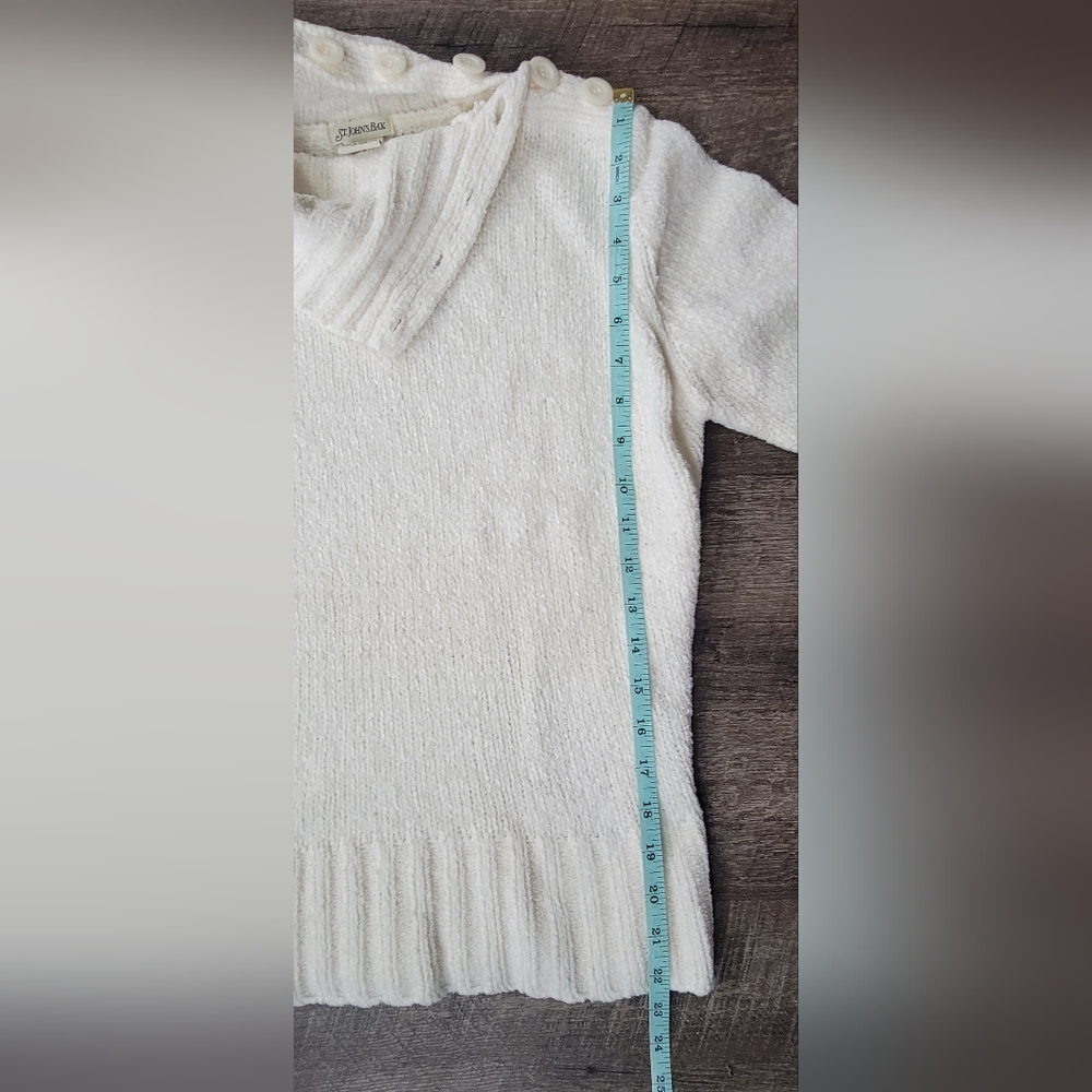 Vintage Y2K Turtleneck Sweater Women's L Eggshell Button Close Neck Cotton NWT - Picture 10 of 12
